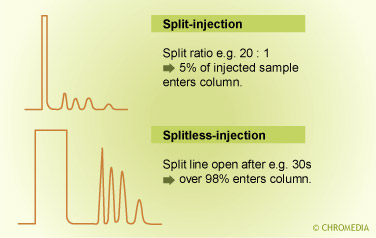 Comparison split vs splitless injection